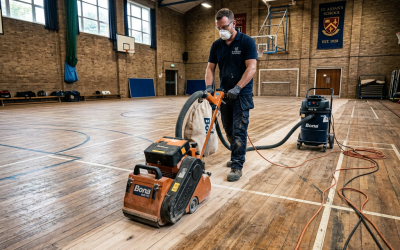 School Sports Hall Restoration: Junckers & Granwood Sanding in SE6